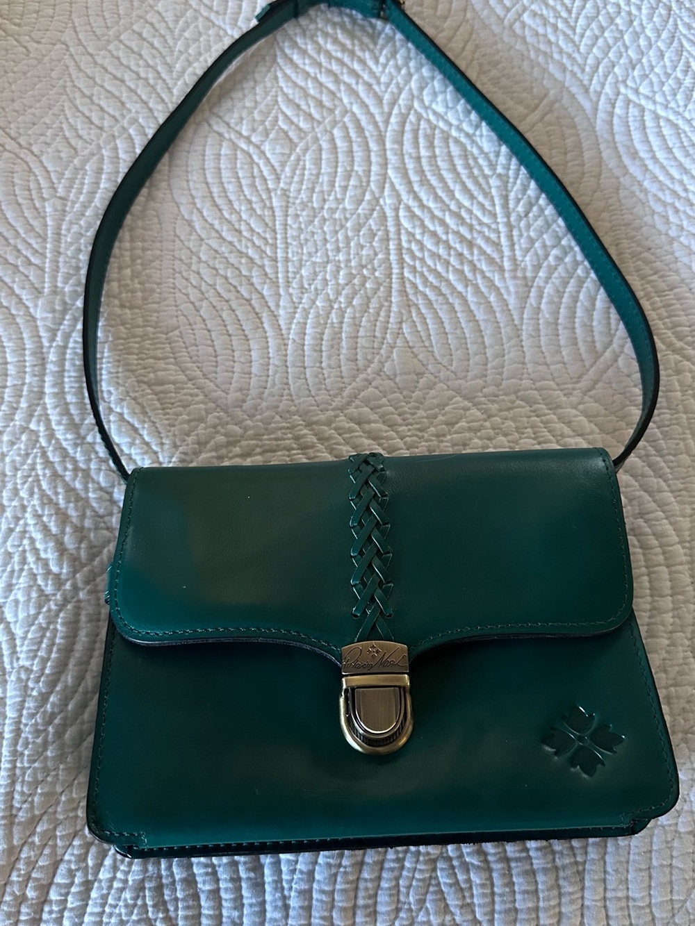 Patricia Nash Teal Woven-Accent Leather Shoulder Bag